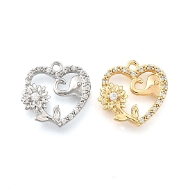 Латунные микро проложить кубического циркония подвески, без кадмия, без никеля и без свинца, сердце, слон и цветок