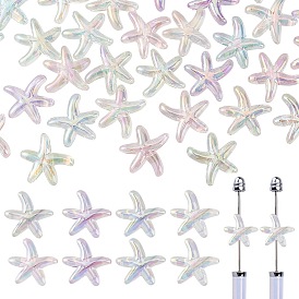 40 шт 5 цвета покрытия акриловых бусин, морская звезда