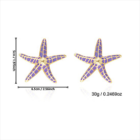 Сплав эмаль серьги, морская звезда, золотые