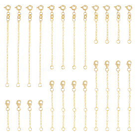 24шт 6 стиль латунный кабель цепь удлинитель, концевые цепи с пружинным кольцом и застежками-карабинами