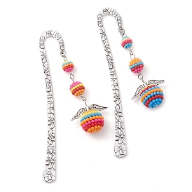 Angel Rainbow Color ABS Plastic Beads Pendants Bookmark, Alloy Hook Bookmark