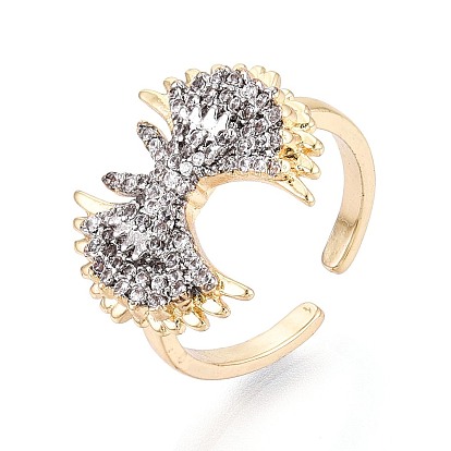 Латунные кольца-манжеты с микропаве из прозрачных кубических цирконий, крыло