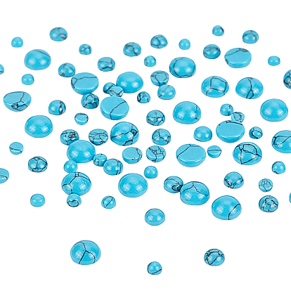 90pcs 3 cabochons synthétiques turquoise bleu style, demi-tour