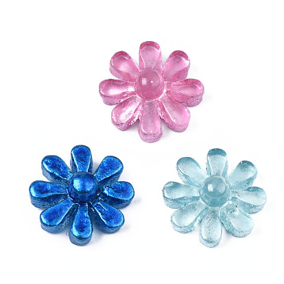Spray Painted Transparent Resin Cabochons, Flower