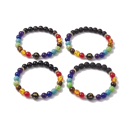 10 круглые эластичные браслеты из натурального обсидиана om mani и 8круглых камней из смешанных камней {3} мм., браслеты из чакр для женщин и мужчин