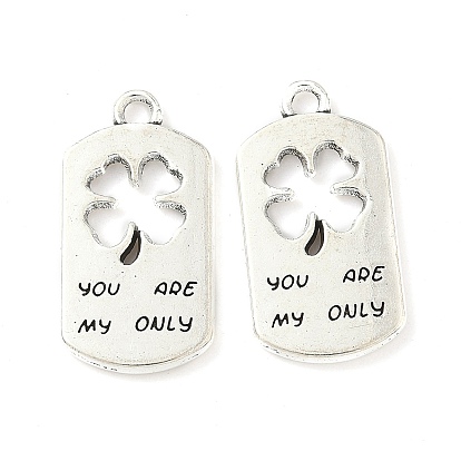 Сплавочные подвески тибетского стиля, прямоугольник с клевером и словом, без кадмия и без свинца