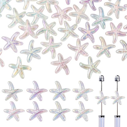 40 шт 5 цвета покрытия акриловых бусин, морская звезда