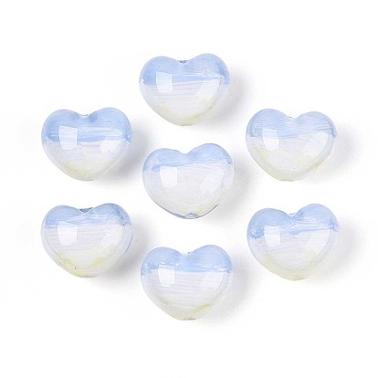 Прозрачные акриловые бусины ручной работы, сердце, с золотой порошок блеск