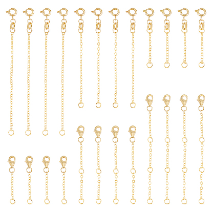 24шт 6 стиль латунный кабель цепь удлинитель, концевые цепи с пружинным кольцом и застежками-карабинами
