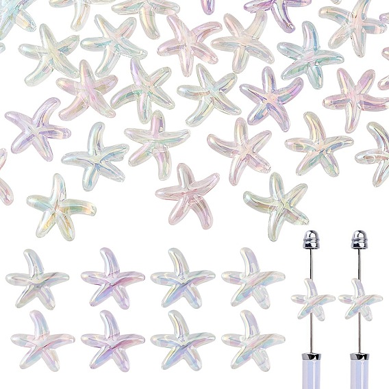 40 шт 5 цвета покрытия акриловых бусин, морская звезда