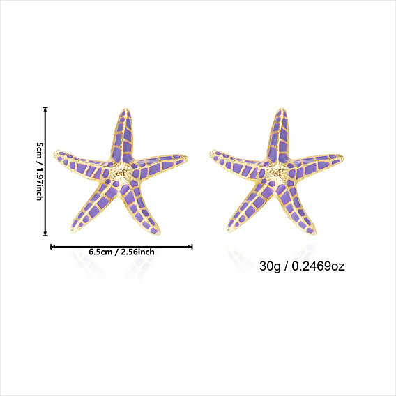 Сплав эмаль серьги, морская звезда, золотые