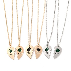 BEST BUDS Alloy Pendant Necklaces, Valentine's Day Broken Heart Necklaces