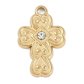 304 из нержавеющей стали горный хрусталь подвески, крест очарование, ионное покрытие (ip)