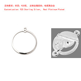925 Sterling Silver Connector Charms, Long-Lasting Plated, Ring Links