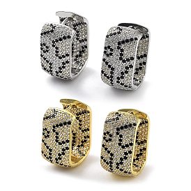 Прямоугольные серьги-кольца из латуни с микро-паве и кубическим цирконием для женщин, долговечный, без свинца и без кадмия