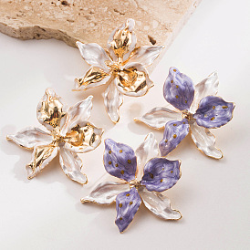 Ohrstecker aus Emaille-Legierung für Damen, Blume, golden