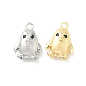 Brass Micro Pave Cubic Zirconia Charms, Penguin