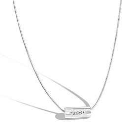925 Sterling Silver Pendant Necklaces, Column with Word Good