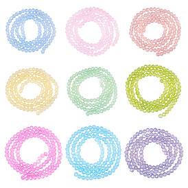 9 нити 9 нити окрашенных в цвет запекания прозрачных стеклянных бусин, имитация Opalite, граненые, круглые