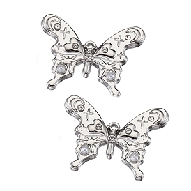 Alloy Rhinestone Pendants, with Plastic Pearl Beaded, Butterfly Charms