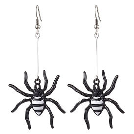 Alloy Enamel Dangle Earrings, Spider