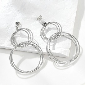 304 из нержавеющей стали болтаться серьги, многослойное кольцо, ионное покрытие (ip)