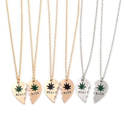 BEST BUDS Alloy Pendant Necklaces, Valentine's Day Broken Heart Necklaces