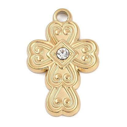 304 из нержавеющей стали горный хрусталь подвески, крест очарование, ионное покрытие (ip)