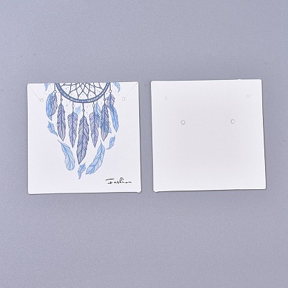 Cartes d'affichage de collier et de boucle d'oreille en carton, carrée