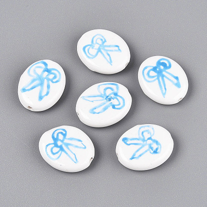 Фарфоровые бусины ручной работы, пастельный фарфор, овальный и bowknot