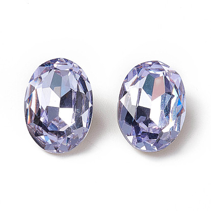 Eletroplated K9 Glass Rhinestone Cabochons, Pointed Back & Back Plated, Oval