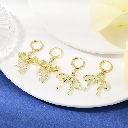 Серьги-кольца из сплава с бантом, с латунной фурнитурой для сережек-колец Huggie Hoop для женщин