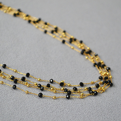 Elegant Lace Black Crystal Layered Necklace - Retro, Stylish, Sophisticated, Collarbone Chain.