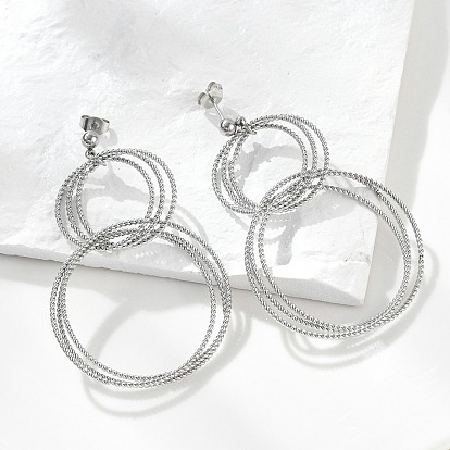 304 из нержавеющей стали болтаться серьги, многослойное кольцо, ионное покрытие (ip)