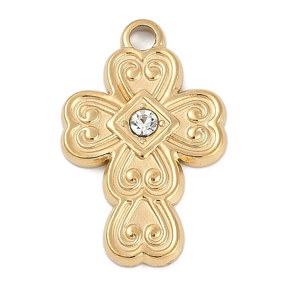 304 из нержавеющей стали горный хрусталь подвески, крест очарование, ионное покрытие (ip)