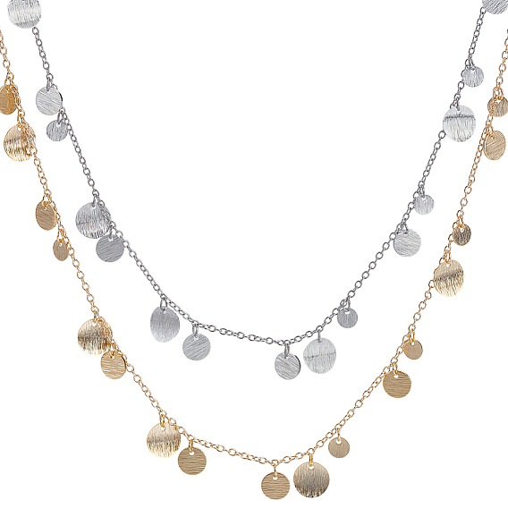 2 шт 2 цвета латунные дисковые подвески-шармы изготовление с кабельными цепями