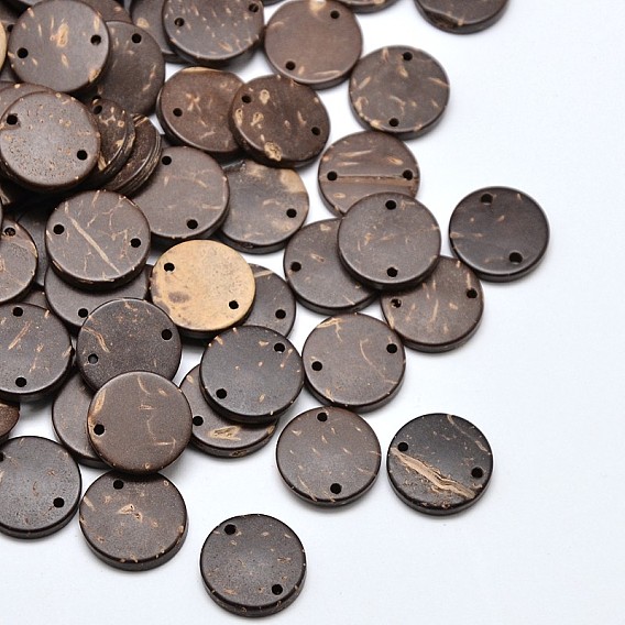 Flat Round 2-Hole Coconut Buttons, 12x2~3mm, Hole: 0.5mm