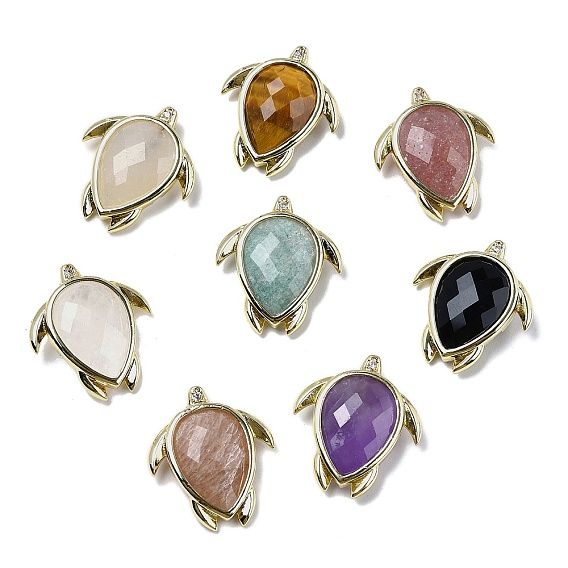 Природных драгоценных камней подвески, С нахождением латуни и кубическим цирконием, черепаховые чары, граненые