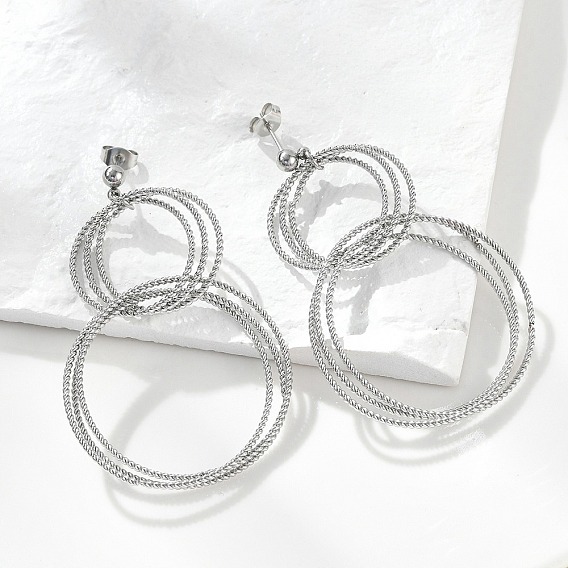 304 из нержавеющей стали болтаться серьги, многослойное кольцо, ионное покрытие (ip)