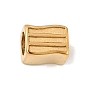 304 Stainless Steel European Beads, Large Hole Beads, Cuboid with Stripe