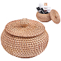 Woven Rattan Round Storage Box with Lid