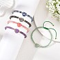 Adjustable Natural & Synthetic Mixed Gemstone Heart and Round Braided Bead Bracelets for Women