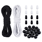 Комплекты фурнитуры из резинового эластичного шнура, пластиковых наконечников и бусин из натурального дерева