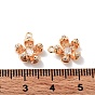 Brass Micro Pave Cubic Zirconia Charms, 5-Petals Flower Charms