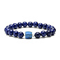 Natural Stone Beaded Bracelet with Tiger Eye and Blue Goldstone, 8mm Diameter