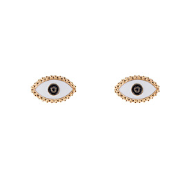Vintage Minimalist Evil Eye Earrings with Oil Drop, Gold Metal Dangle Earings Jewelry