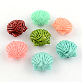 Perles de corail synthétiques teints, coquille, 14~15x16x8mm, Trou: 1.5mm