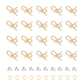 16шт. серьги-гвоздики из латуни с бантом, с вертикальными петлями и открытыми кольцами из нержавеющей стали, шт. 30 и пластиковыми ушками, шт.