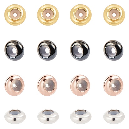 Brass Beads, with Rubber Inside, Slider Beads, Rondelle