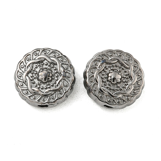 Сплавочные овальные бусины тибетского стиля , без свинца и без кадмия, плоско-круглые, 10x4 мм, отверстие : 1.5 мм